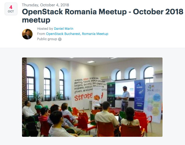 OpenStack Romania Meetup – October 2018 meetup sponsored by Sardina Systems